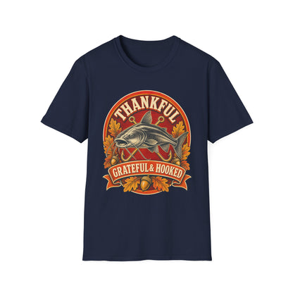 Thankful Grateful & Hooked Fishing T-Shirt