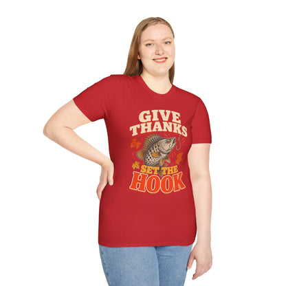 Give Thanks, Set the Hook Thanksgiving Fishing T-Shirt
