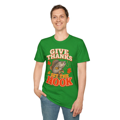 Give Thanks, Set the Hook Thanksgiving Fishing T-Shirt