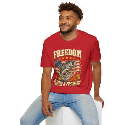 Freedom Family & Fishing American Flag T-Shirt