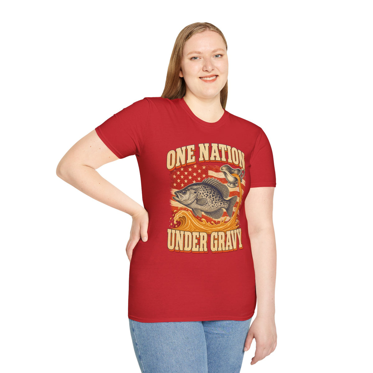 One Nation Under Gravy Funny Fish Thanksgiving T-Shirt