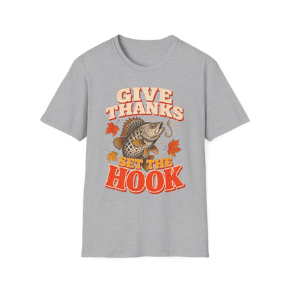 Give Thanks, Set the Hook Thanksgiving Fishing T-Shirt
