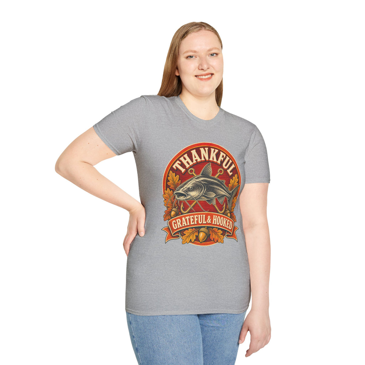 Thankful Grateful & Hooked Fishing T-Shirt