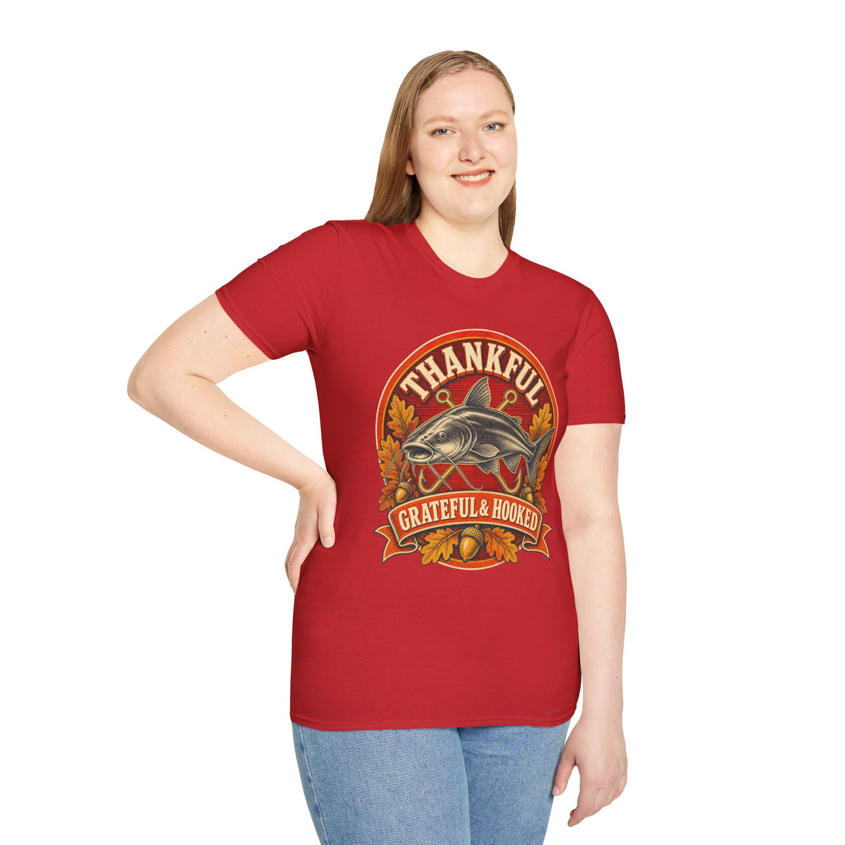 Thankful Grateful & Hooked Fishing T-Shirt