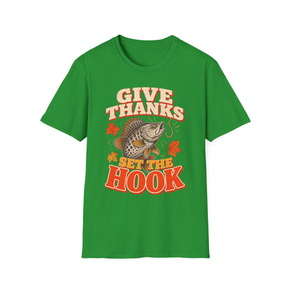Give Thanks, Set the Hook Thanksgiving Fishing T-Shirt