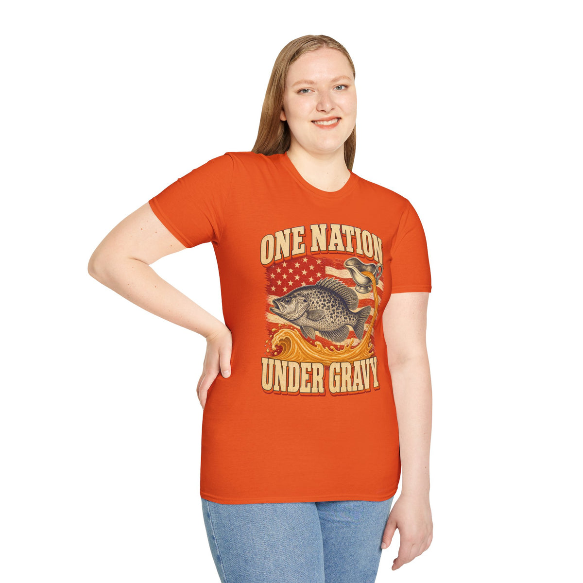 One Nation Under Gravy Funny Fish Thanksgiving T-Shirt