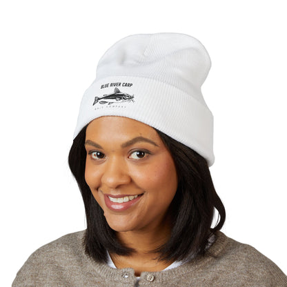 Blue River Carp Fishing Embroidered Cuffed Beanie (BK Thread)