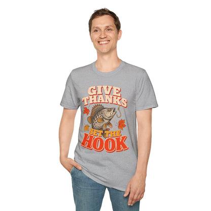 Give Thanks, Set the Hook Thanksgiving Fishing T-Shirt