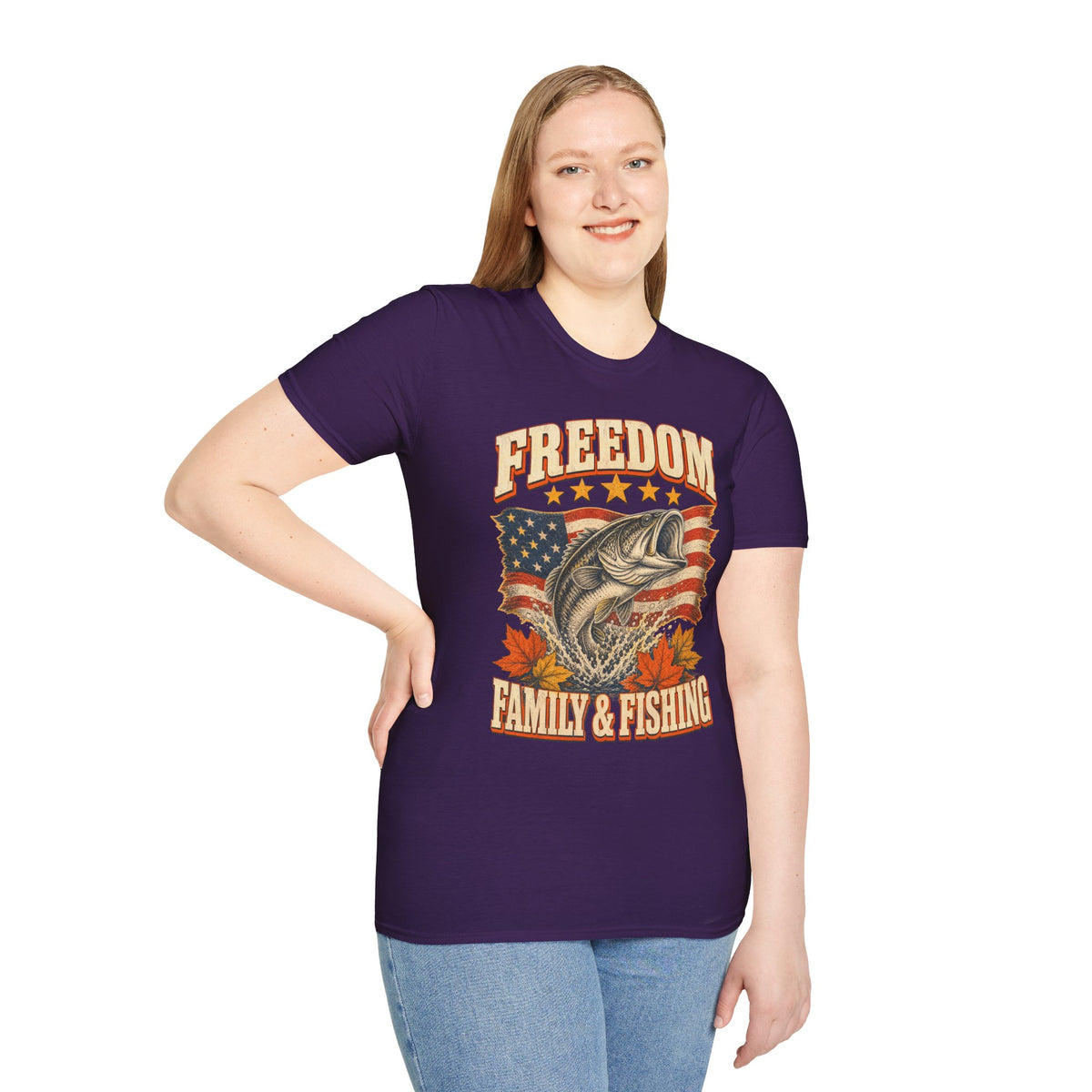 Freedom Family & Fishing American Flag T-Shirt