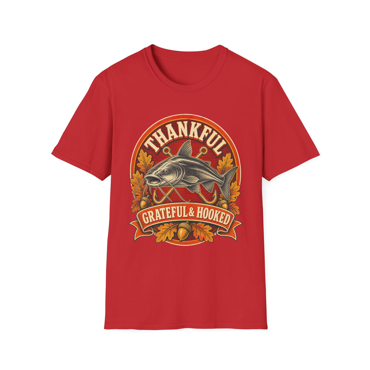 Thankful Grateful & Hooked Fishing T-Shirt