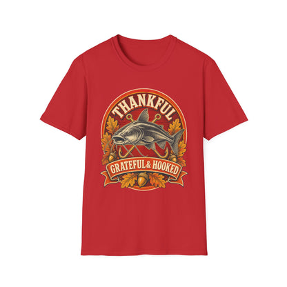 Thankful Grateful & Hooked Fishing T-Shirt