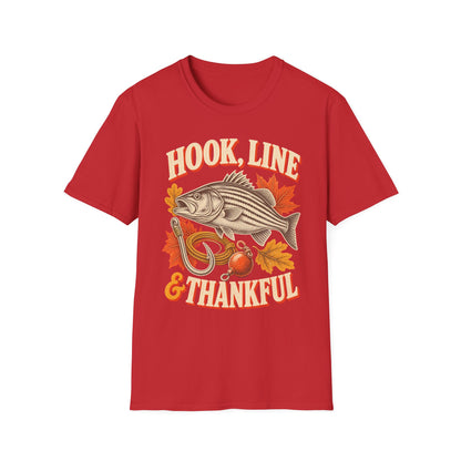Hook, Line & Thankful Fishing Thanksgiving T-Shirt
