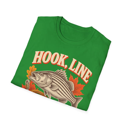 Hook, Line & Thankful Fishing Thanksgiving T-Shirt