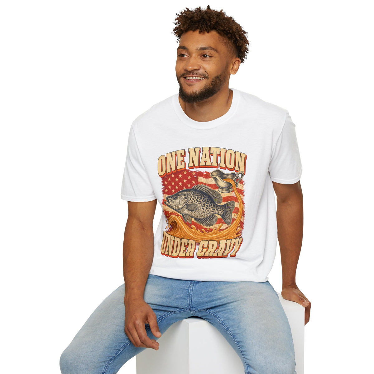 One Nation Under Gravy Funny Fish Thanksgiving T-Shirt