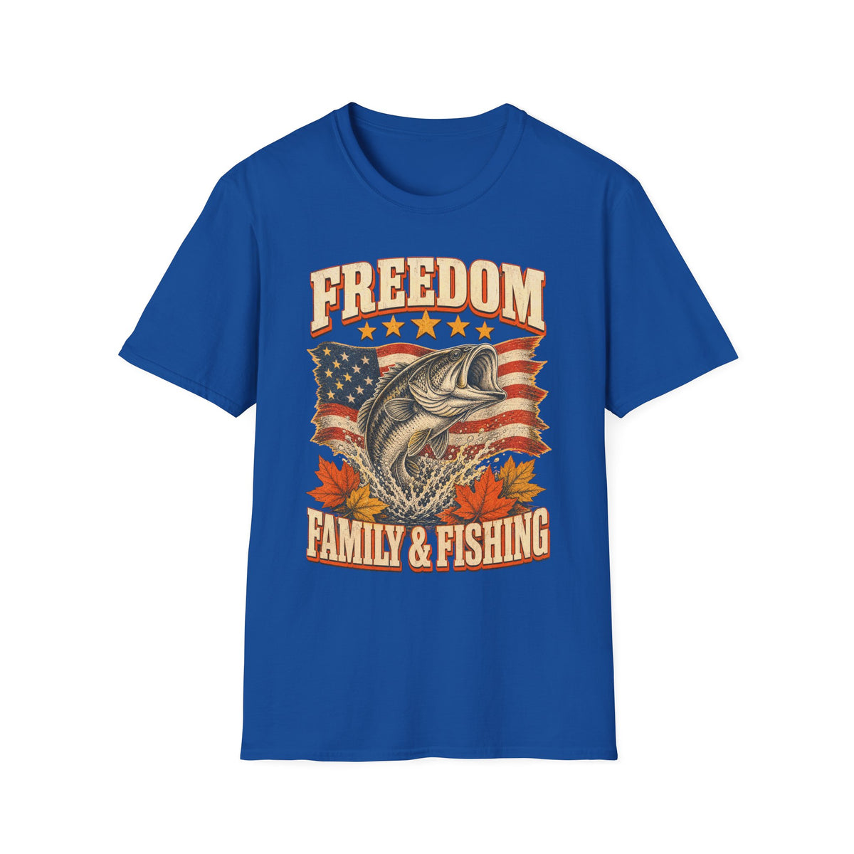 Freedom Family & Fishing American Flag T-Shirt