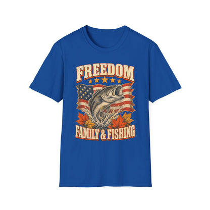 Freedom Family & Fishing American Flag T-Shirt