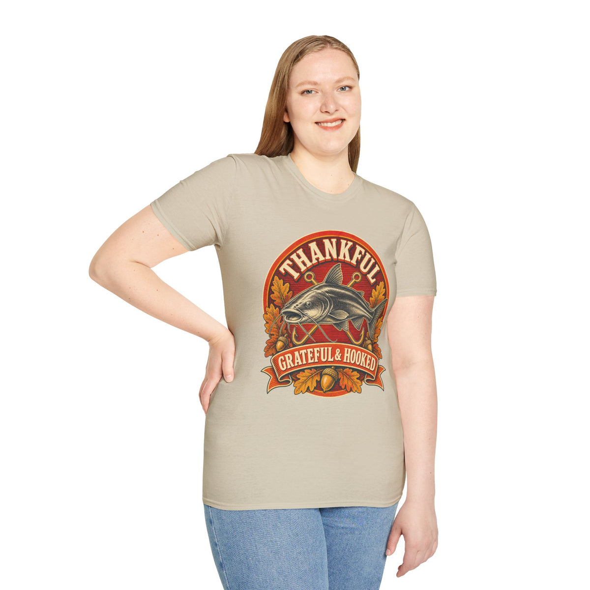 Thankful Grateful & Hooked Fishing T-Shirt