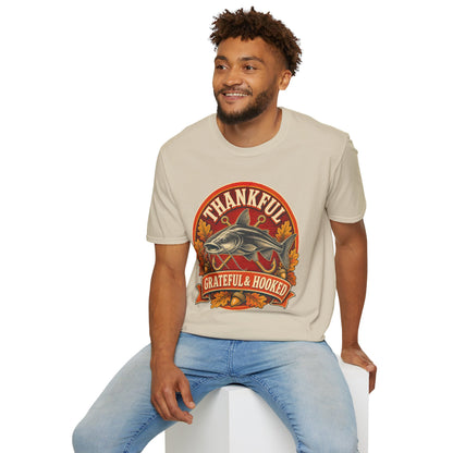 Thankful Grateful & Hooked Fishing T-Shirt