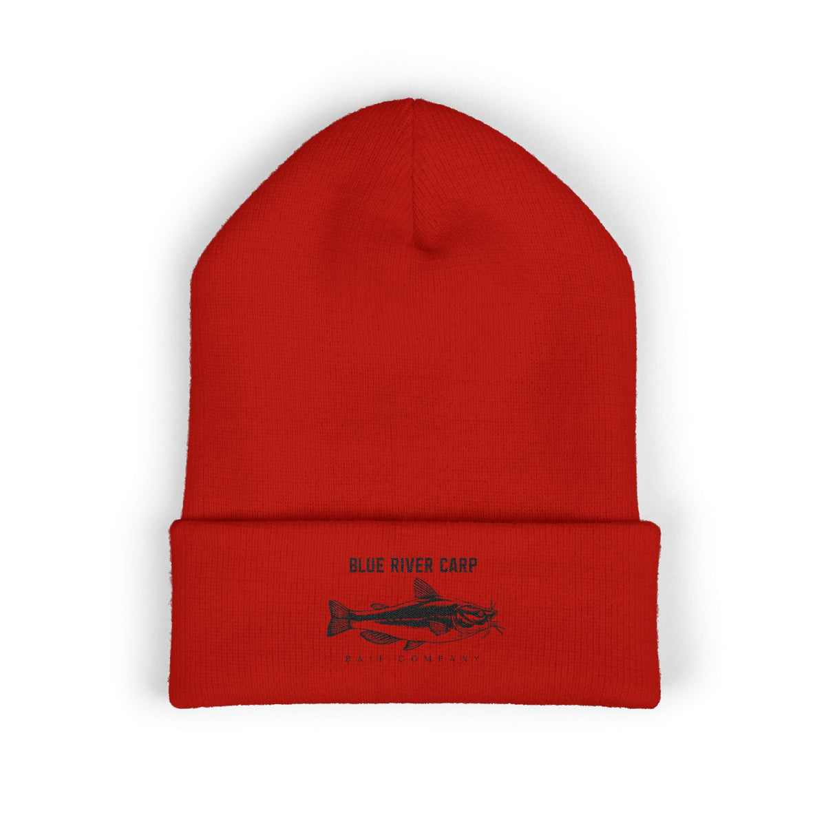 Blue River Carp Fishing Embroidered Cuffed Beanie (BK Thread)