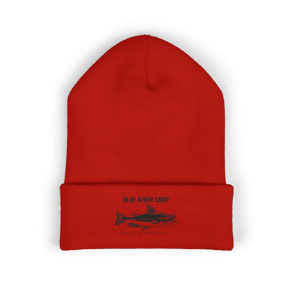 Blue River Carp Fishing Embroidered Cuffed Beanie (BK Thread)