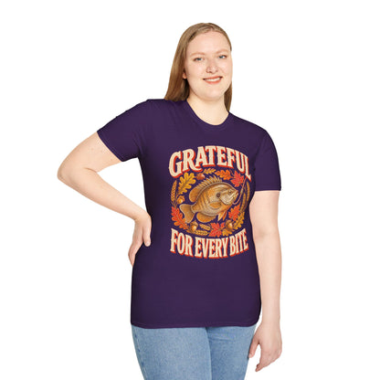 Grateful for Every Bite Fish Thanksgiving T-Shirt