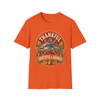 Thankful Grateful & Hooked Fishing T-Shirt