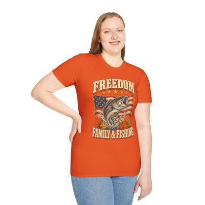 Freedom Family & Fishing American Flag T-Shirt