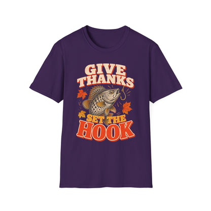 Give Thanks, Set the Hook Thanksgiving Fishing T-Shirt