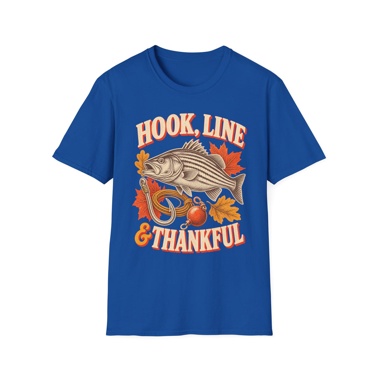 Hook, Line & Thankful Fishing Thanksgiving T-Shirt