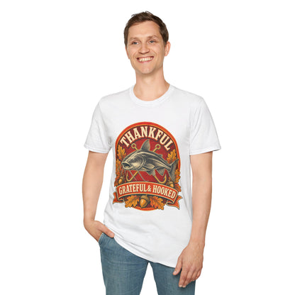 Thankful Grateful & Hooked Fishing T-Shirt