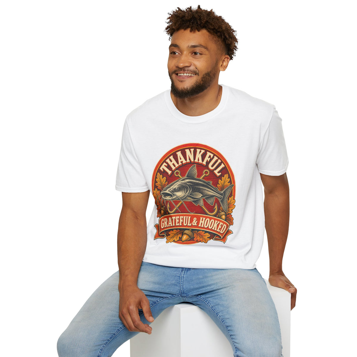 Thankful Grateful & Hooked Fishing T-Shirt