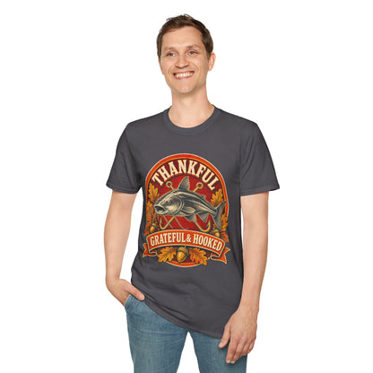 Thankful Grateful & Hooked Fishing T-Shirt