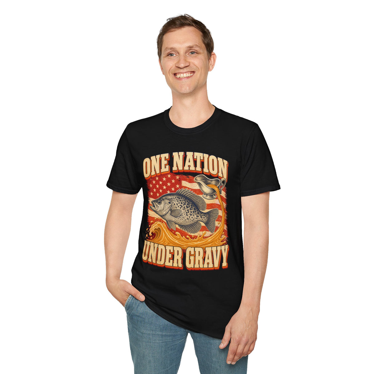 One Nation Under Gravy Funny Fish Thanksgiving T-Shirt