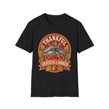 Thankful Grateful & Hooked Fishing T-Shirt