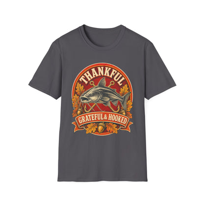 Thankful Grateful & Hooked Fishing T-Shirt