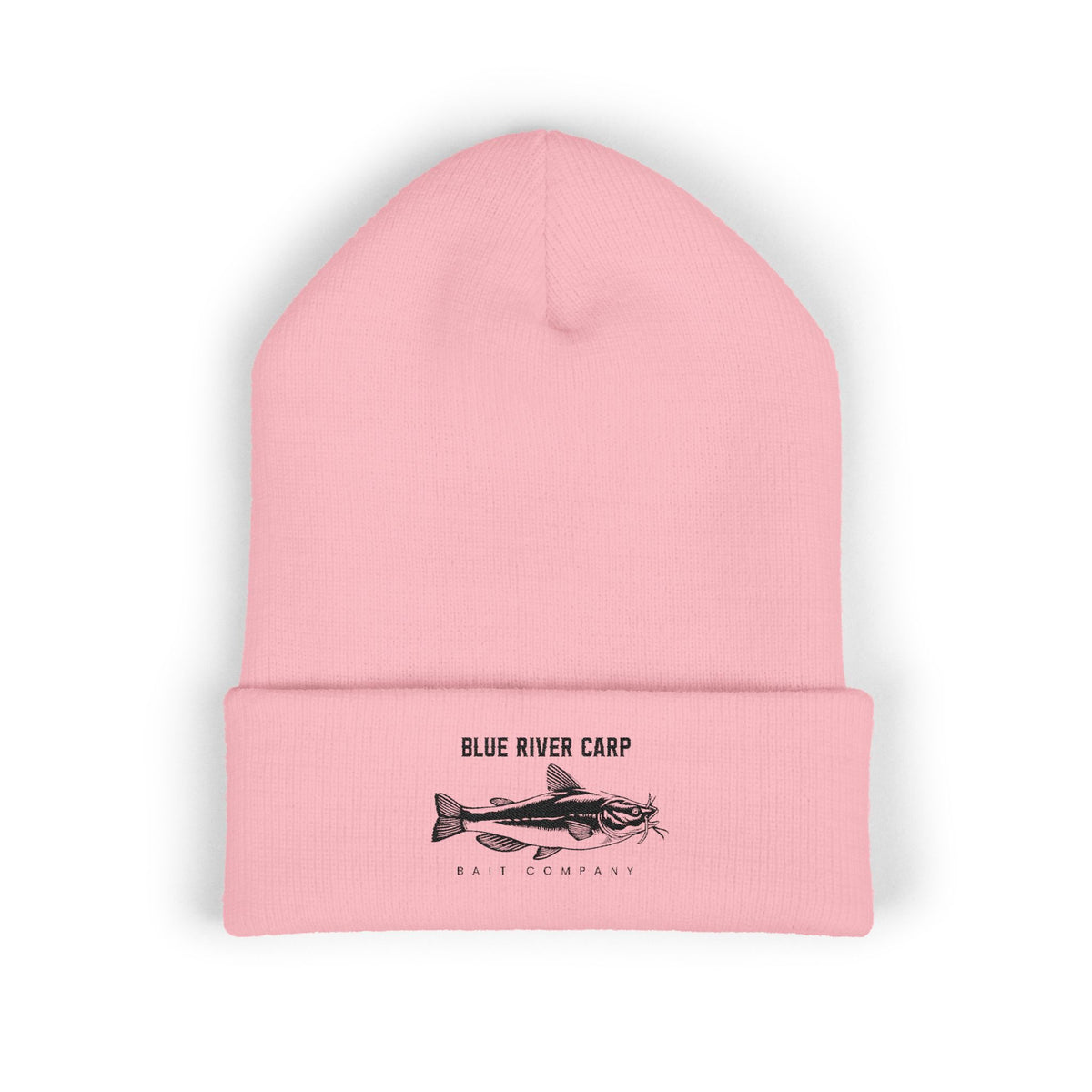 Blue River Carp Fishing Embroidered Cuffed Beanie (BK Thread)