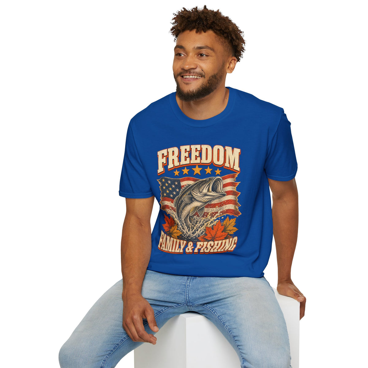 Freedom Family & Fishing American Flag T-Shirt
