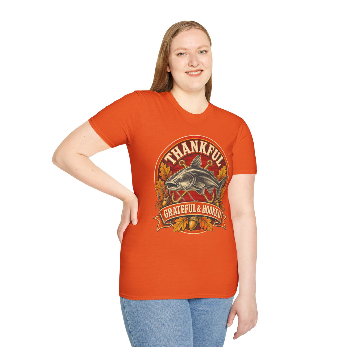 Thankful Grateful & Hooked Fishing T-Shirt
