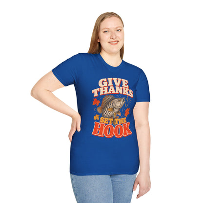 Give Thanks, Set the Hook Thanksgiving Fishing T-Shirt