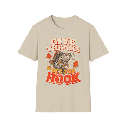 Give Thanks, Set the Hook Thanksgiving Fishing T-Shirt