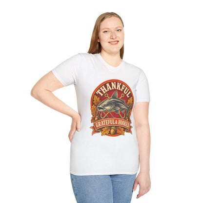 Thankful Grateful & Hooked Fishing T-Shirt