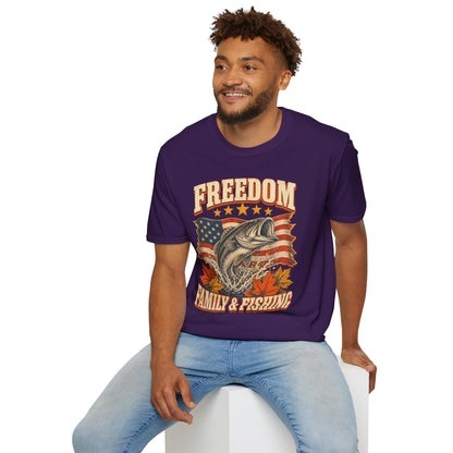 Freedom Family & Fishing American Flag T-Shirt